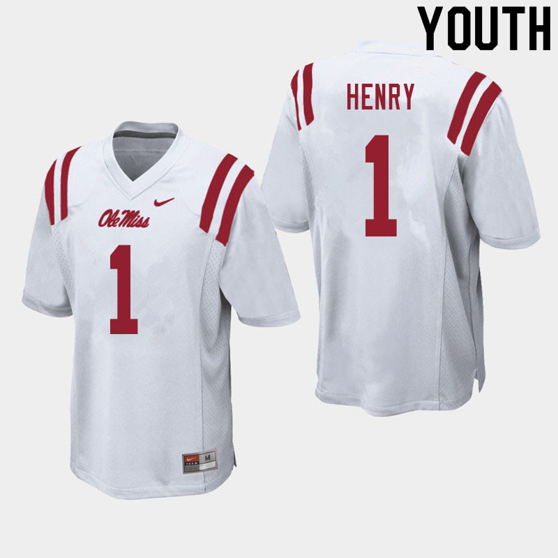 Lakia Henry Ole Miss Rebels NCAA Youth White #1 Stitched Limited College Football Jersey LZG8158PR